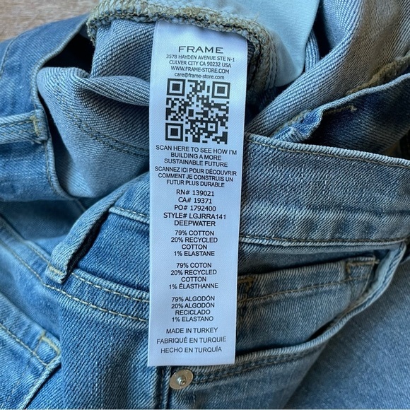 Frame Le Garçon Rolled Raw Hem Boyfriend Jeans Deepwater Wash - Picture 10 of 15